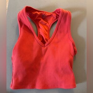 Alo Yoga Red Ribbed Crop Top